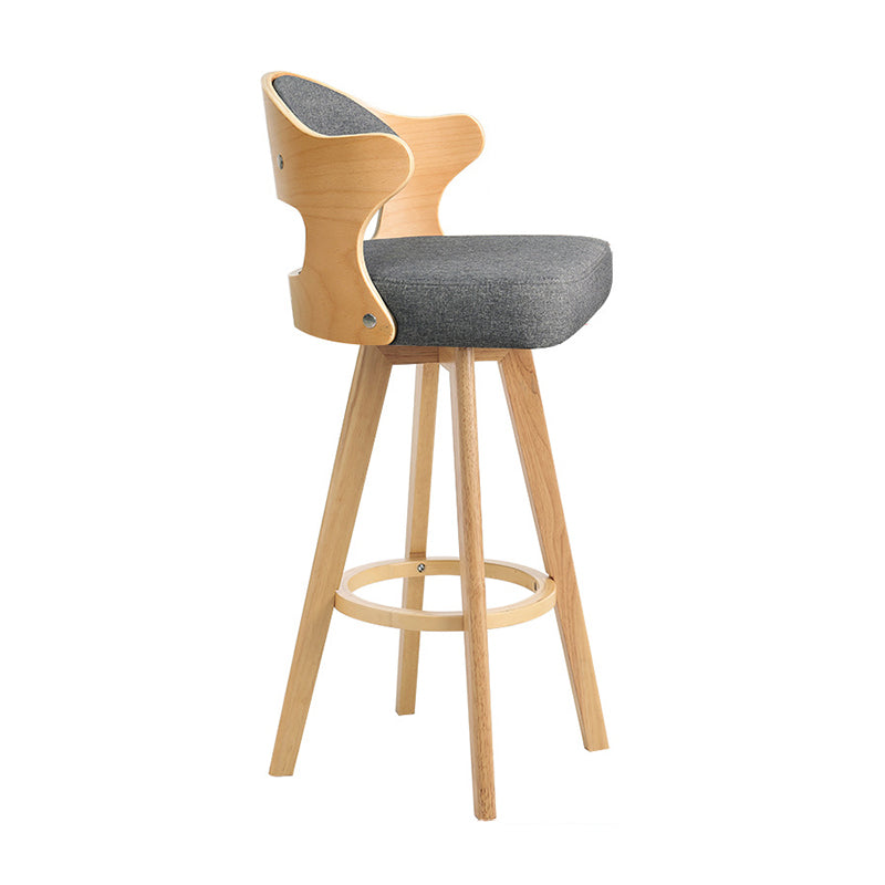 Nordic Style Counter and Bar Stool Backrest Solid Wood Upholstered Counter Chair Dark Gray 1 Piece Clearhalo 'Bar Furniture' 'Bar Stools' 'bar_stools' 'furniture_bar_stools' 'Kitchen & Dining Furniture' 'kitchen&dining_furn' 'kitchen' 'kitchen_furn' Furniture' 4329570