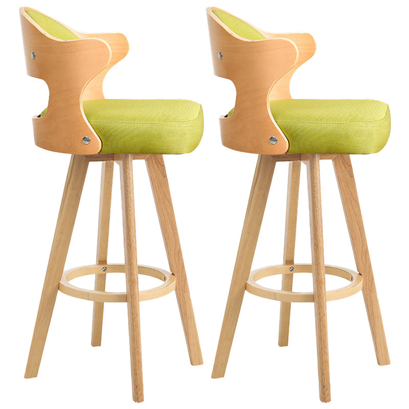 Nordic Style Counter and Bar Stool Backrest Solid Wood Upholstered Counter Chair Fruit Green Set of 2 Clearhalo 'Bar Furniture' 'Bar Stools' 'bar_stools' 'furniture_bar_stools' 'Kitchen & Dining Furniture' 'kitchen&dining_furn' 'kitchen' 'kitchen_furn' Furniture' 4329577