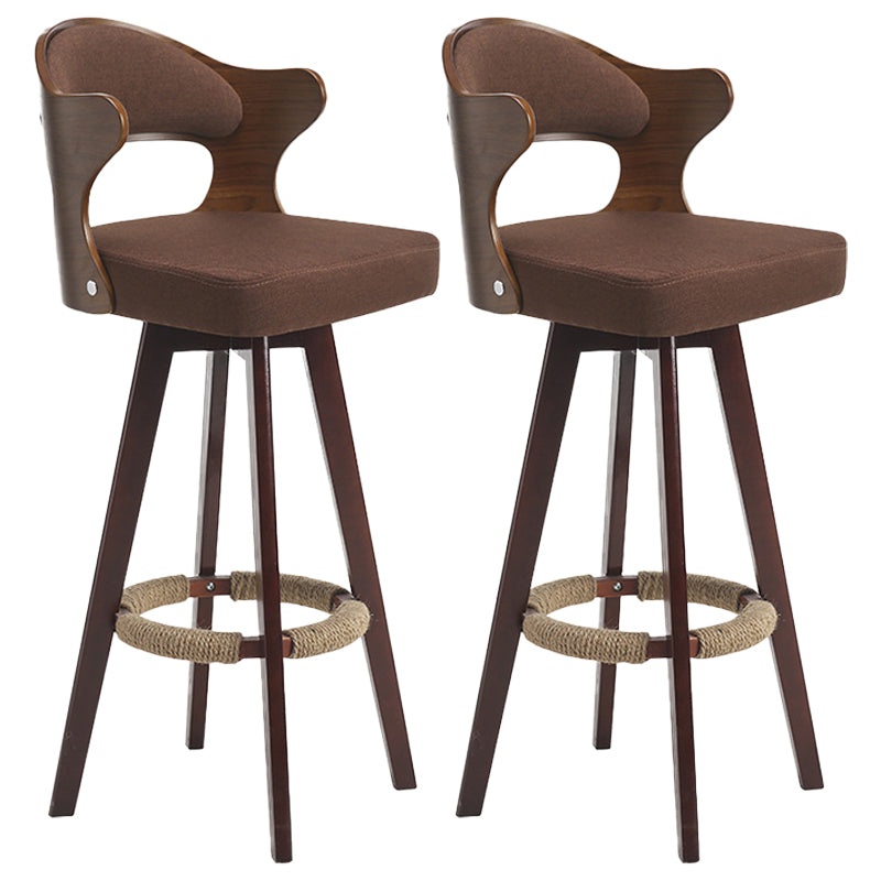 Nordic Style Counter and Bar Stool Backrest Solid Wood Upholstered Counter Chair Coffee Set of 2 Clearhalo 'Bar Furniture' 'Bar Stools' 'bar_stools' 'furniture_bar_stools' 'Kitchen & Dining Furniture' 'kitchen&dining_furn' 'kitchen' 'kitchen_furn' Furniture' 4329578