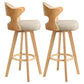 Nordic Style Counter and Bar Stool Backrest Solid Wood Upholstered Counter Chair Khaki Set of 2 Clearhalo 'Bar Furniture' 'Bar Stools' 'bar_stools' 'furniture_bar_stools' 'Kitchen & Dining Furniture' 'kitchen&dining_furn' 'kitchen' 'kitchen_furn' Furniture' 4329580