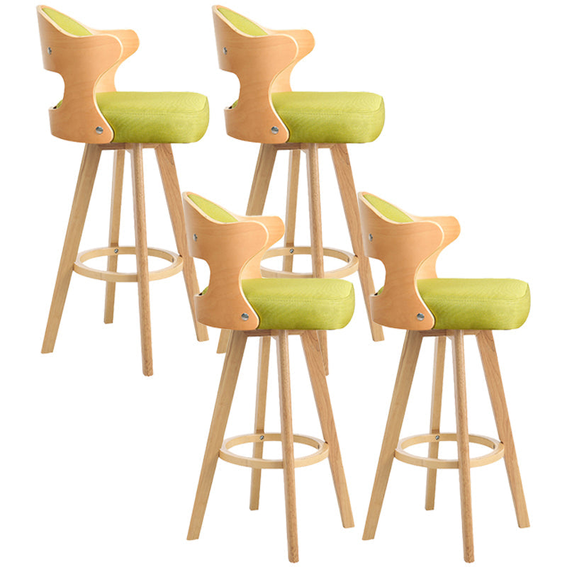 Nordic Style Counter and Bar Stool Backrest Solid Wood Upholstered Counter Chair Fruit Green Set of 4 Clearhalo 'Bar Furniture' 'Bar Stools' 'bar_stools' 'furniture_bar_stools' 'Kitchen & Dining Furniture' 'kitchen&dining_furn' 'kitchen' 'kitchen_furn' Furniture' 4329582