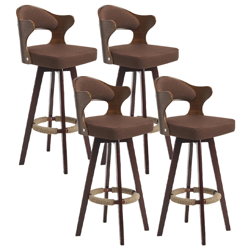 Nordic Style Counter and Bar Stool Backrest Solid Wood Upholstered Counter Chair Coffee Set of 4 Clearhalo 'Bar Furniture' 'Bar Stools' 'bar_stools' 'furniture_bar_stools' 'Kitchen & Dining Furniture' 'kitchen&dining_furn' 'kitchen' 'kitchen_furn' Furniture' 4329583