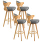 Nordic Style Counter and Bar Stool Backrest Solid Wood Upholstered Counter Chair Dark Gray Set of 4 Clearhalo 'Bar Furniture' 'Bar Stools' 'bar_stools' 'furniture_bar_stools' 'Kitchen & Dining Furniture' 'kitchen&dining_furn' 'kitchen' 'kitchen_furn' Furniture' 4329584