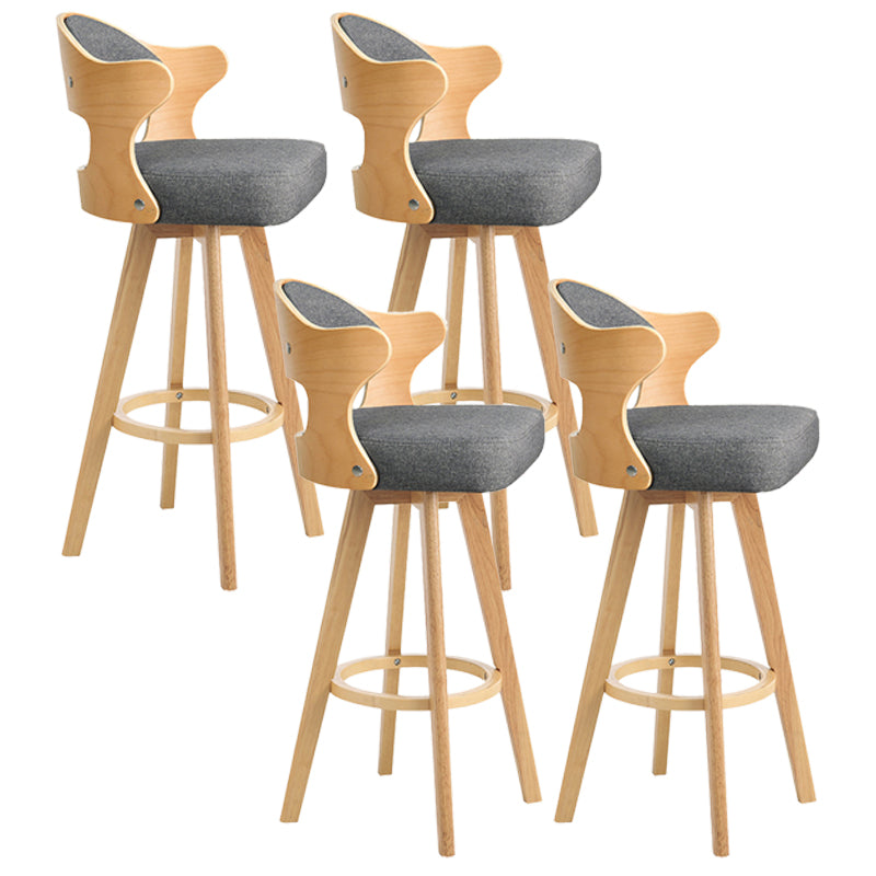 Nordic Style Counter and Bar Stool Backrest Solid Wood Upholstered Counter Chair Dark Gray Set of 4 Clearhalo 'Bar Furniture' 'Bar Stools' 'bar_stools' 'furniture_bar_stools' 'Kitchen & Dining Furniture' 'kitchen&dining_furn' 'kitchen' 'kitchen_furn' Furniture' 4329584