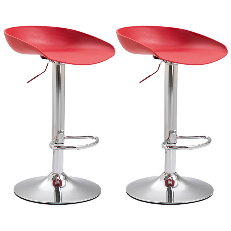 Industrial Style Plastic Seats Barstool Rotating Lifting Metal Leg Bar Stool for Indoor Red Silver 2 Piece Set Clearhalo 'Bar Furniture' 'Bar Stools' 'bar_stools' 'furn' 'furn_bar_stools' 'furniture_bar_stools' 'Kitchen & Dining Furniture' 'kitchen&dining_furn' 'kitchen' 'kitchen_furn' Furniture' 4329636