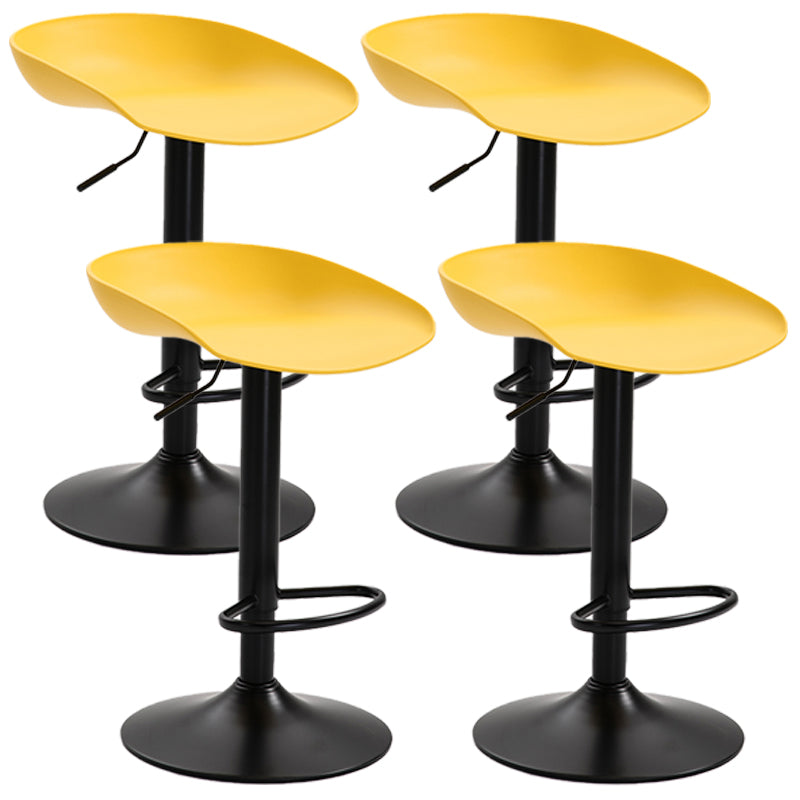 Industrial Style Plastic Seats Barstool Rotating Lifting Metal Leg Bar Stool for Indoor Yellow Black 4 Piece Set Clearhalo 'Bar Furniture' 'Bar Stools' 'bar_stools' 'furn' 'furn_bar_stools' 'furniture_bar_stools' 'Kitchen & Dining Furniture' 'kitchen&dining_furn' 'kitchen' 'kitchen_furn' Furniture' 4329641