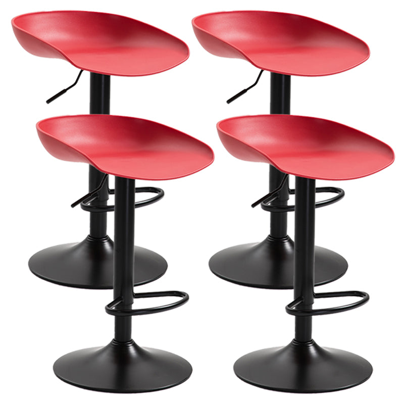 Industrial Style Plastic Seats Barstool Rotating Lifting Metal Leg Bar Stool for Indoor Red Black 4 Piece Set Clearhalo 'Bar Furniture' 'Bar Stools' 'bar_stools' 'furn' 'furn_bar_stools' 'furniture_bar_stools' 'Kitchen & Dining Furniture' 'kitchen&dining_furn' 'kitchen' 'kitchen_furn' Furniture' 4329642