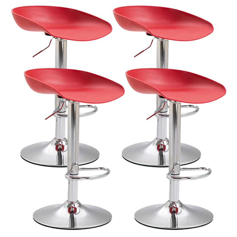 Industrial Style Plastic Seats Barstool Rotating Lifting Metal Leg Bar Stool for Indoor Red Silver 4 Piece Set Clearhalo 'Bar Furniture' 'Bar Stools' 'bar_stools' 'furn' 'furn_bar_stools' 'furniture_bar_stools' 'Kitchen & Dining Furniture' 'kitchen&dining_furn' 'kitchen' 'kitchen_furn' Furniture' 4329648