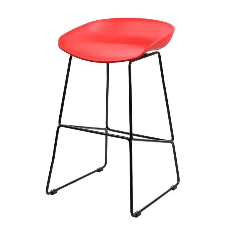 Industrial Indoor Barstool Iron Simple Tall Stool with Plastic Seat Red 1 Piece Clearhalo 'Bar Furniture' 'Bar Stools' 'bar_stools' 'furn' 'furn_bar_stools' 'furniture_bar_stools' 'Kitchen & Dining Furniture' 'kitchen&dining_furn' 'kitchen' 'kitchen_furn' Furniture' 4329664