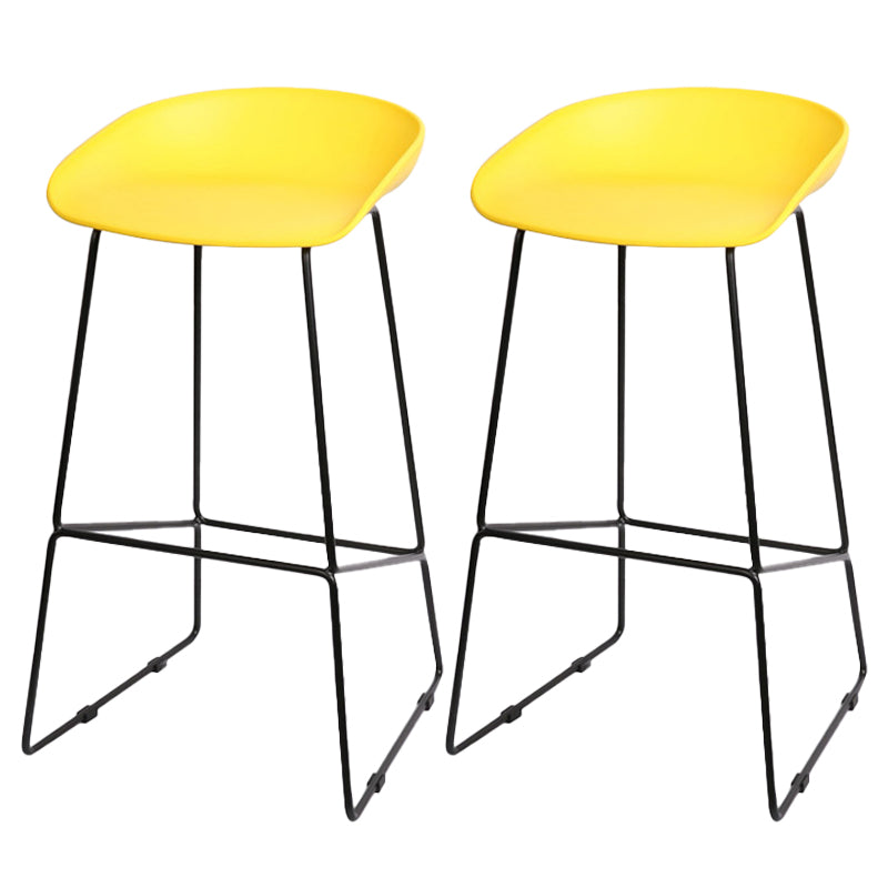 Industrial Indoor Barstool Iron Simple Tall Stool with Plastic Seat Yellow 2 Piece Set Clearhalo 'Bar Furniture' 'Bar Stools' 'bar_stools' 'furn' 'furn_bar_stools' 'furniture_bar_stools' 'Kitchen & Dining Furniture' 'kitchen&dining_furn' 'kitchen' 'kitchen_furn' Furniture' 4329666