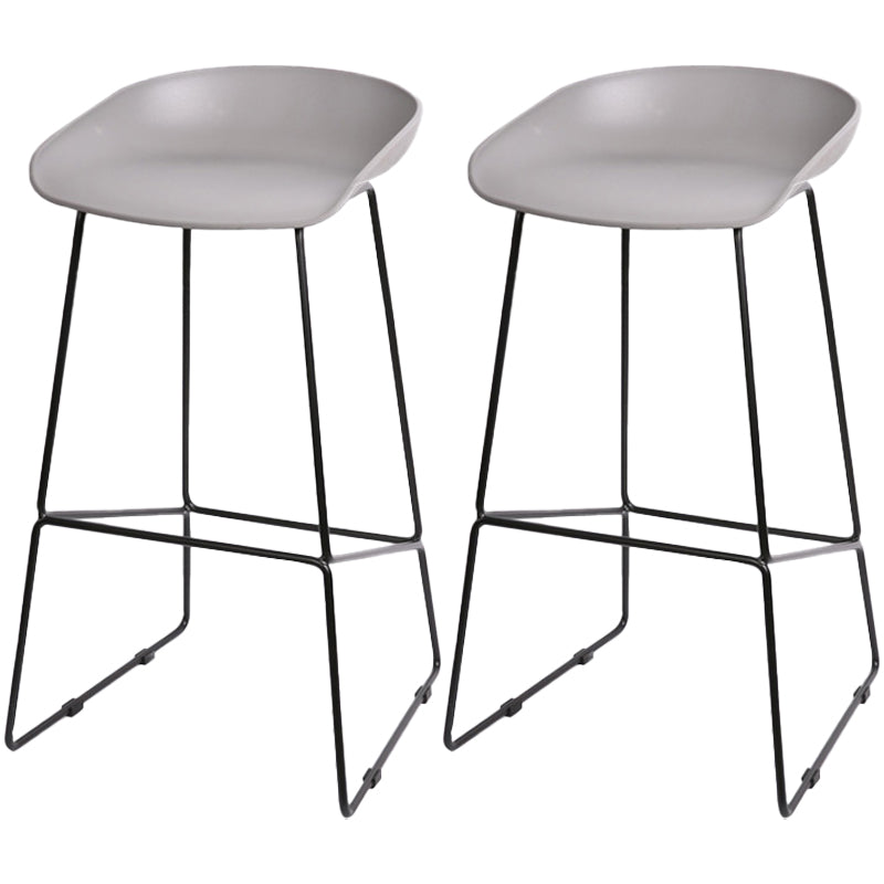 Industrial Indoor Barstool Iron Simple Tall Stool with Plastic Seat Grey 2 Piece Set Clearhalo 'Bar Furniture' 'Bar Stools' 'bar_stools' 'furn' 'furn_bar_stools' 'furniture_bar_stools' 'Kitchen & Dining Furniture' 'kitchen&dining_furn' 'kitchen' 'kitchen_furn' Furniture' 4329672