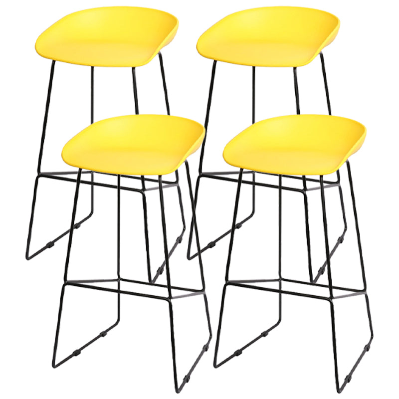 Industrial Indoor Barstool Iron Simple Tall Stool with Plastic Seat Yellow 4 Piece Set Clearhalo 'Bar Furniture' 'Bar Stools' 'bar_stools' 'furn' 'furn_bar_stools' 'furniture_bar_stools' 'Kitchen & Dining Furniture' 'kitchen&dining_furn' 'kitchen' 'kitchen_furn' Furniture' 4329674