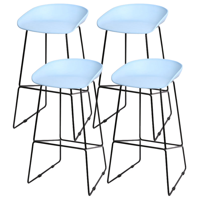 Industrial Indoor Barstool Iron Simple Tall Stool with Plastic Seat Blue 4 Piece Set Clearhalo 'Bar Furniture' 'Bar Stools' 'bar_stools' 'furn' 'furn_bar_stools' 'furniture_bar_stools' 'Kitchen & Dining Furniture' 'kitchen&dining_furn' 'kitchen' 'kitchen_furn' Furniture' 4329676