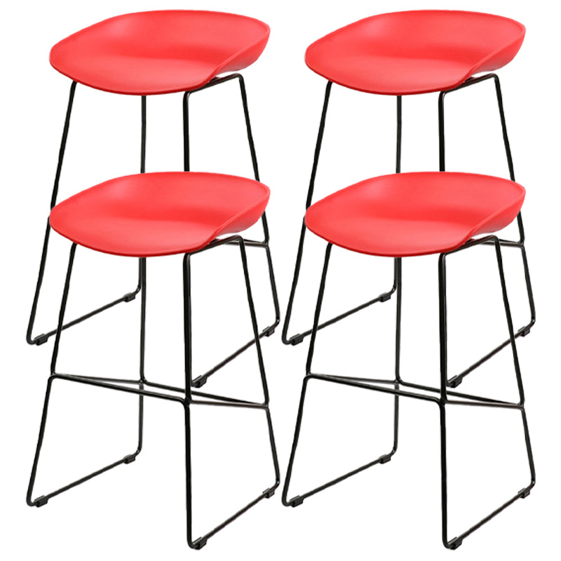 Industrial Indoor Barstool Iron Simple Tall Stool with Plastic Seat Red 4 Piece Set Clearhalo 'Bar Furniture' 'Bar Stools' 'bar_stools' 'furn' 'furn_bar_stools' 'furniture_bar_stools' 'Kitchen & Dining Furniture' 'kitchen&dining_furn' 'kitchen' 'kitchen_furn' Furniture' 4329679
