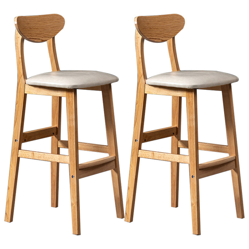 Scandinavian Padded Feet Barstools Restaurant Solid Wood Counter Barstool Ivory 2 Piece Set Clearhalo 'Bar Furniture' 'Bar Stools' 'bar_stools' 'furn' 'furn_bar_stools' 'furniture_bar_stools' 'Kitchen & Dining Furniture' 'kitchen&dining_furn' 'kitchen' 'kitchen_furn' Furniture' 4329705