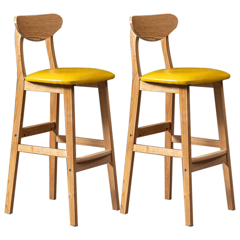 Scandinavian Padded Feet Barstools Restaurant Solid Wood Counter Barstool Light Yellow 2 Piece Set Clearhalo 'Bar Furniture' 'Bar Stools' 'bar_stools' 'furn' 'furn_bar_stools' 'furniture_bar_stools' 'Kitchen & Dining Furniture' 'kitchen&dining_furn' 'kitchen' 'kitchen_furn' Furniture' 4329706