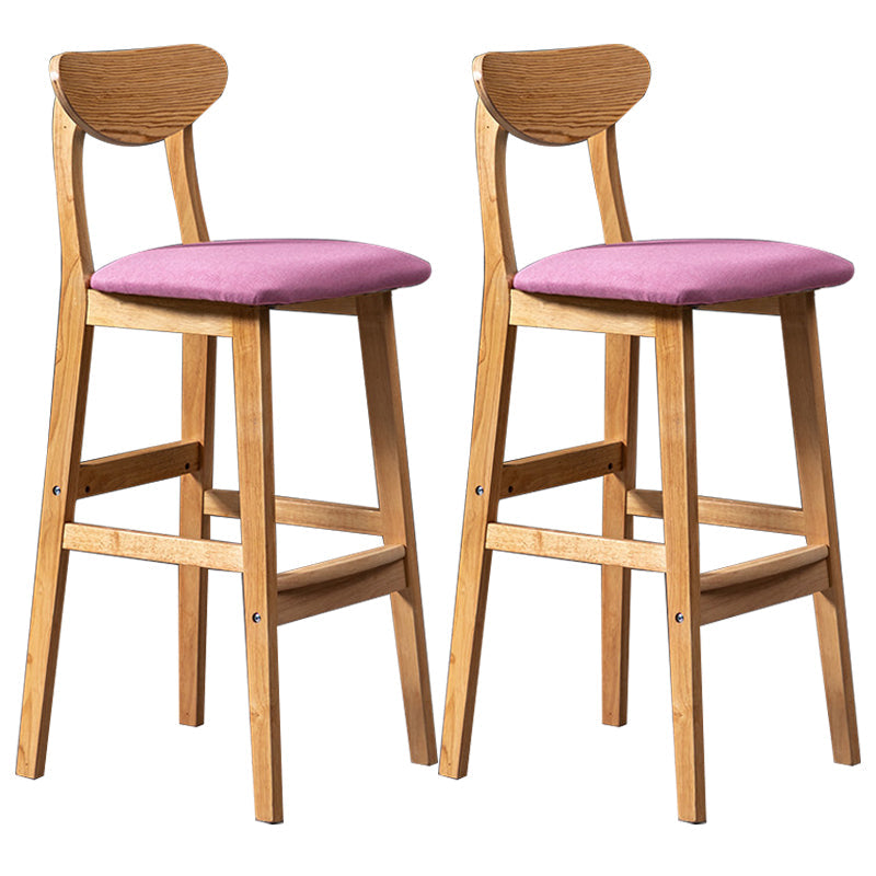 Scandinavian Padded Feet Barstools Restaurant Solid Wood Counter Barstool Rose Pink 2 Piece Set Clearhalo 'Bar Furniture' 'Bar Stools' 'bar_stools' 'furn' 'furn_bar_stools' 'furniture_bar_stools' 'Kitchen & Dining Furniture' 'kitchen&dining_furn' 'kitchen' 'kitchen_furn' Furniture' 4329709