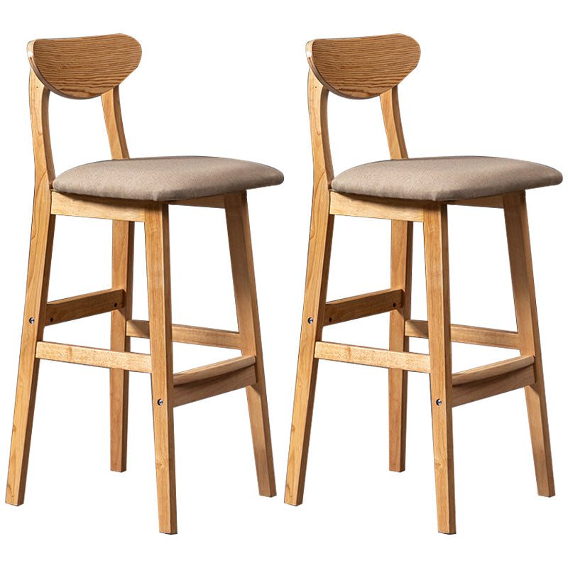 Scandinavian Padded Feet Barstools Restaurant Solid Wood Counter Barstool Beige 2 Piece Set Clearhalo 'Bar Furniture' 'Bar Stools' 'bar_stools' 'furn' 'furn_bar_stools' 'furniture_bar_stools' 'Kitchen & Dining Furniture' 'kitchen&dining_furn' 'kitchen' 'kitchen_furn' Furniture' 4329715
