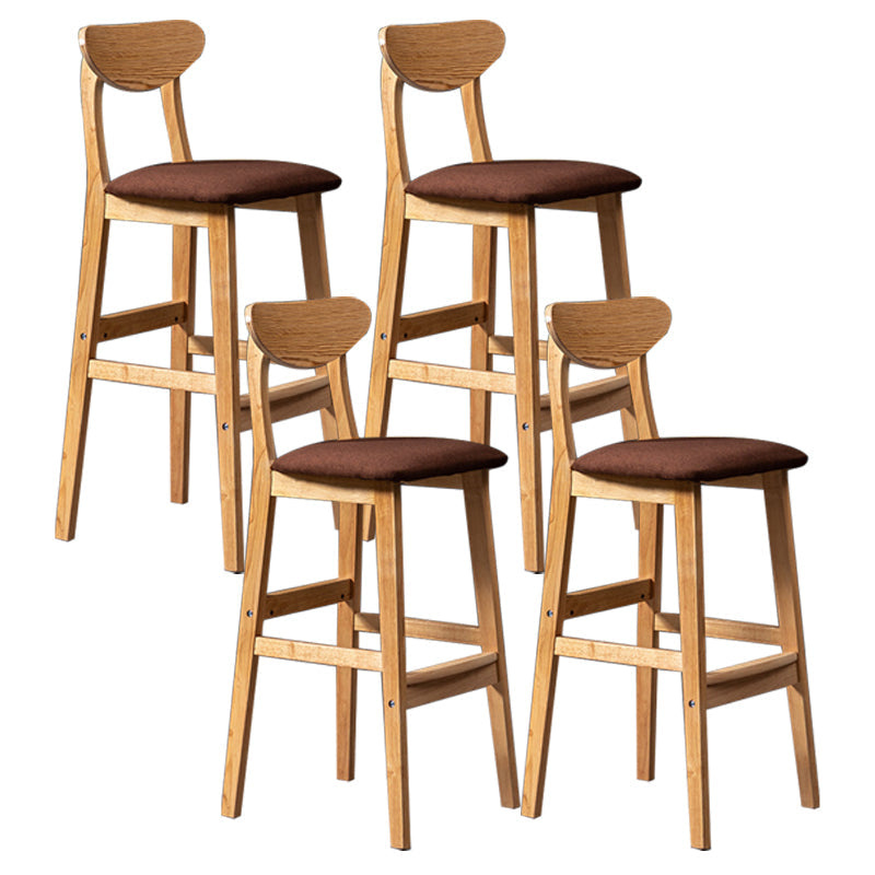 Scandinavian Padded Feet Barstools Restaurant Solid Wood Counter Barstool Dark Coffee 4 Piece Set Clearhalo 'Bar Furniture' 'Bar Stools' 'bar_stools' 'furn' 'furn_bar_stools' 'furniture_bar_stools' 'Kitchen & Dining Furniture' 'kitchen&dining_furn' 'kitchen' 'kitchen_furn' Furniture' 4329721