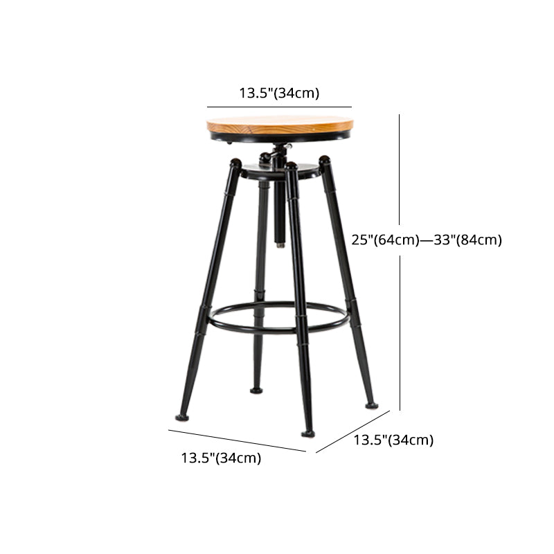 Industrial Style Bar Stool Iron Solid Wood Adjustable Restaurant Cafe Counter Stool Clearhalo 'Bar Furniture' 'Bar Stools' 'bar_stools' 'furn' 'furn_bar_stools' 'furniture_bar_stools' 'Kitchen & Dining Furniture' 'kitchen&dining_furn' 'kitchen' 'kitchen_furn' Furniture' 4329749