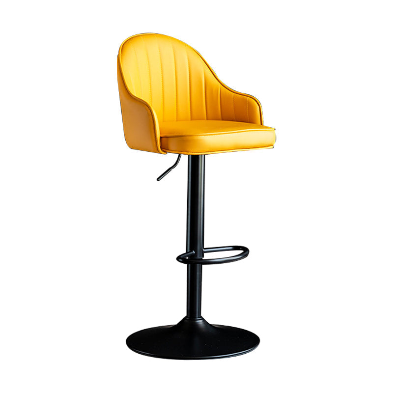 Indoor Modern Leather Barstool Rotating Lifting Bar Stool with Armrests Yellow Black 1 Piece Clearhalo 'Bar Furniture' 'Bar Stools' 'bar_stools' 'furn' 'furn_bar_stools' 'furniture_bar_stools' 'Kitchen & Dining Furniture' 'kitchen&dining_furn' 'kitchen' 'kitchen_furn' Furniture' 4329751