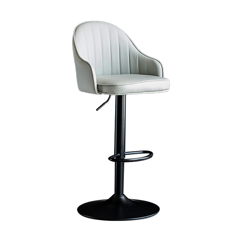 Indoor Modern Leather Barstool Rotating Lifting Bar Stool with Armrests Light Gray Black 1 Piece Clearhalo 'Bar Furniture' 'Bar Stools' 'bar_stools' 'furn' 'furn_bar_stools' 'furniture_bar_stools' 'Kitchen & Dining Furniture' 'kitchen&dining_furn' 'kitchen' 'kitchen_furn' Furniture' 4329753