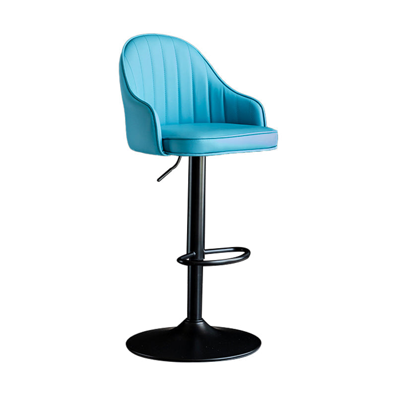 Indoor Modern Leather Barstool Rotating Lifting Bar Stool with Armrests Blue Black 1 Piece Clearhalo 'Bar Furniture' 'Bar Stools' 'bar_stools' 'furn' 'furn_bar_stools' 'furniture_bar_stools' 'Kitchen & Dining Furniture' 'kitchen&dining_furn' 'kitchen' 'kitchen_furn' Furniture' 4329754