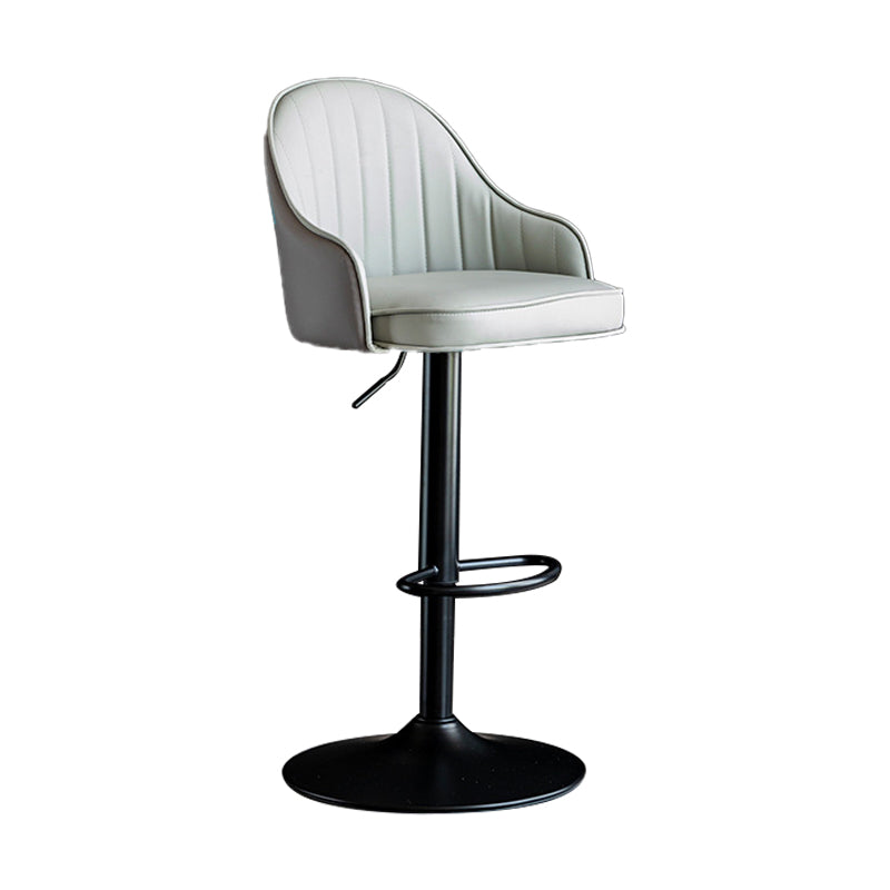 Indoor Modern Leather Barstool Rotating Lifting Bar Stool with Armrests Dark Gray Black 1 Piece Clearhalo 'Bar Furniture' 'Bar Stools' 'bar_stools' 'furn' 'furn_bar_stools' 'furniture_bar_stools' 'Kitchen & Dining Furniture' 'kitchen&dining_furn' 'kitchen' 'kitchen_furn' Furniture' 4329756