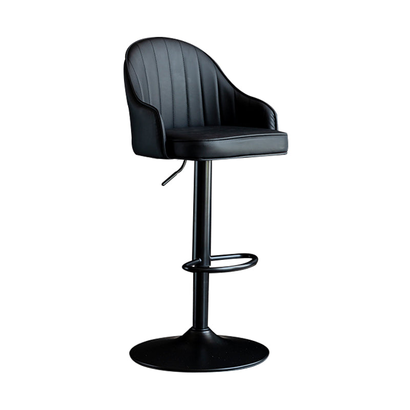 Indoor Modern Leather Barstool Rotating Lifting Bar Stool with Armrests Black Black 1 Piece Clearhalo 'Bar Furniture' 'Bar Stools' 'bar_stools' 'furn' 'furn_bar_stools' 'furniture_bar_stools' 'Kitchen & Dining Furniture' 'kitchen&dining_furn' 'kitchen' 'kitchen_furn' Furniture' 4329758