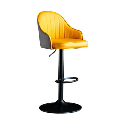 Indoor Modern Leather Barstool Rotating Lifting Bar Stool with Armrests Yellow-Gray Black 1 Piece Clearhalo 'Bar Furniture' 'Bar Stools' 'bar_stools' 'furn' 'furn_bar_stools' 'furniture_bar_stools' 'Kitchen & Dining Furniture' 'kitchen&dining_furn' 'kitchen' 'kitchen_furn' Furniture' 4329763