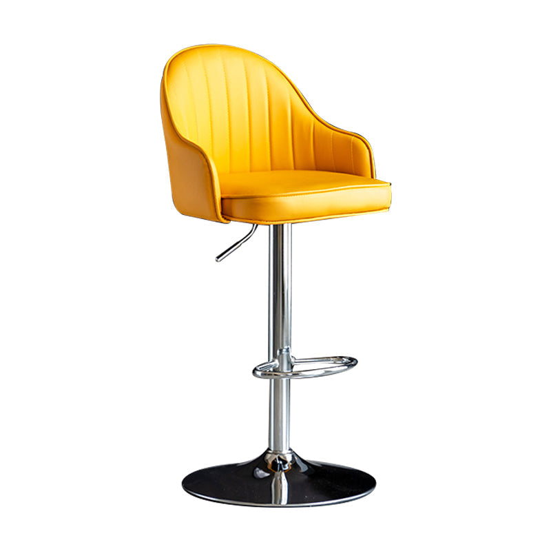 Indoor Modern Leather Barstool Rotating Lifting Bar Stool with Armrests Yellow Silver 1 Piece Clearhalo 'Bar Furniture' 'Bar Stools' 'bar_stools' 'furn' 'furn_bar_stools' 'furniture_bar_stools' 'Kitchen & Dining Furniture' 'kitchen&dining_furn' 'kitchen' 'kitchen_furn' Furniture' 4329765