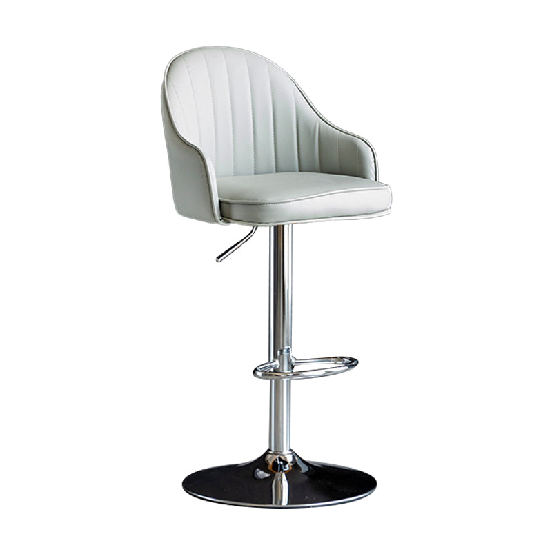 Indoor Modern Leather Barstool Rotating Lifting Bar Stool with Armrests Light Gray Silver 1 Piece Clearhalo 'Bar Furniture' 'Bar Stools' 'bar_stools' 'furn' 'furn_bar_stools' 'furniture_bar_stools' 'Kitchen & Dining Furniture' 'kitchen&dining_furn' 'kitchen' 'kitchen_furn' Furniture' 4329767
