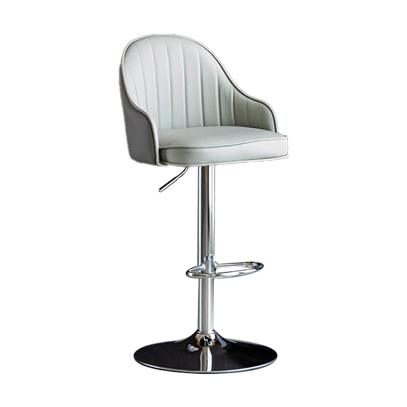 Indoor Modern Leather Barstool Rotating Lifting Bar Stool with Armrests Dark Gray Silver 1 Piece Clearhalo 'Bar Furniture' 'Bar Stools' 'bar_stools' 'furn' 'furn_bar_stools' 'furniture_bar_stools' 'Kitchen & Dining Furniture' 'kitchen&dining_furn' 'kitchen' 'kitchen_furn' Furniture' 4329770