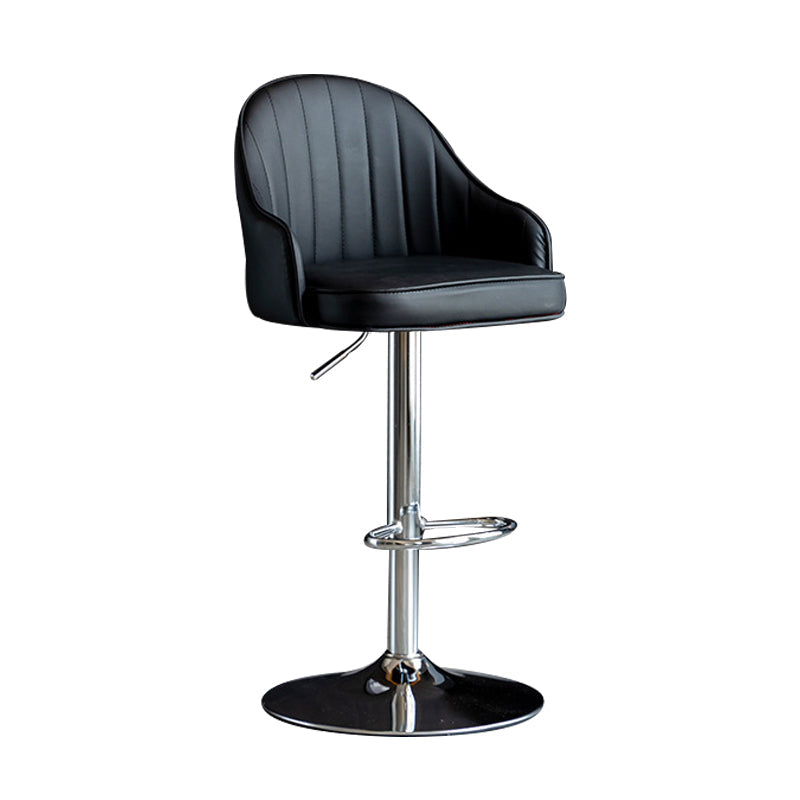 Indoor Modern Leather Barstool Rotating Lifting Bar Stool with Armrests Black Silver 1 Piece Clearhalo 'Bar Furniture' 'Bar Stools' 'bar_stools' 'furn' 'furn_bar_stools' 'furniture_bar_stools' 'Kitchen & Dining Furniture' 'kitchen&dining_furn' 'kitchen' 'kitchen_furn' Furniture' 4329773