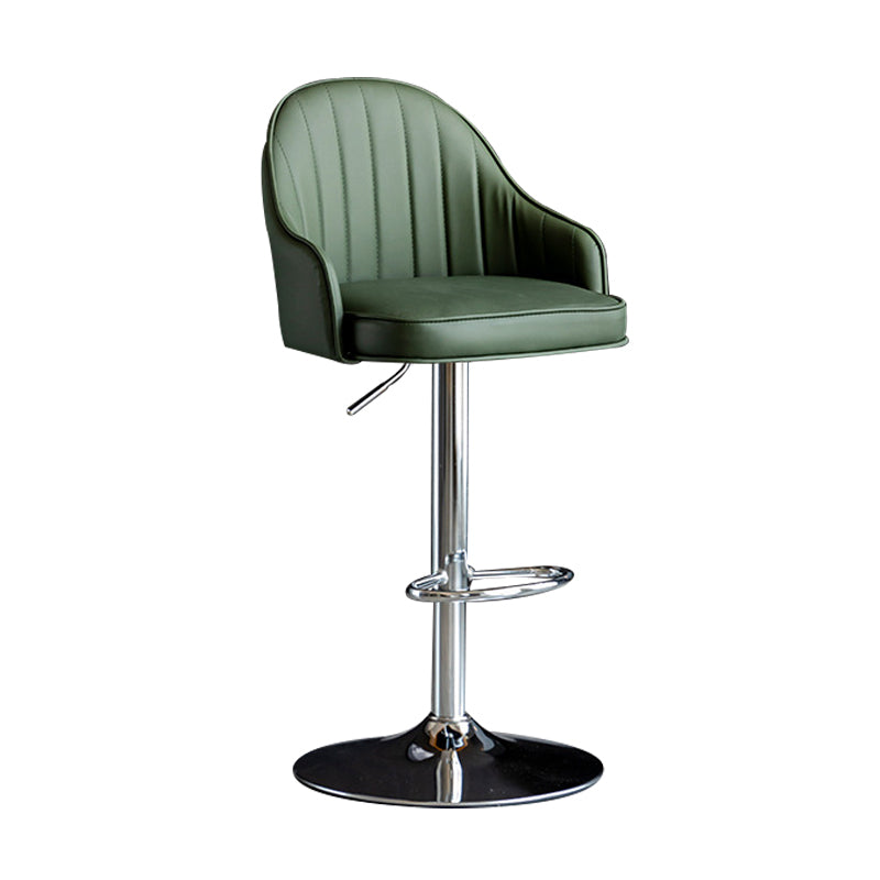 Indoor Modern Leather Barstool Rotating Lifting Bar Stool with Armrests Green Silver 1 Piece Clearhalo 'Bar Furniture' 'Bar Stools' 'bar_stools' 'furn' 'furn_bar_stools' 'furniture_bar_stools' 'Kitchen & Dining Furniture' 'kitchen&dining_furn' 'kitchen' 'kitchen_furn' Furniture' 4329775