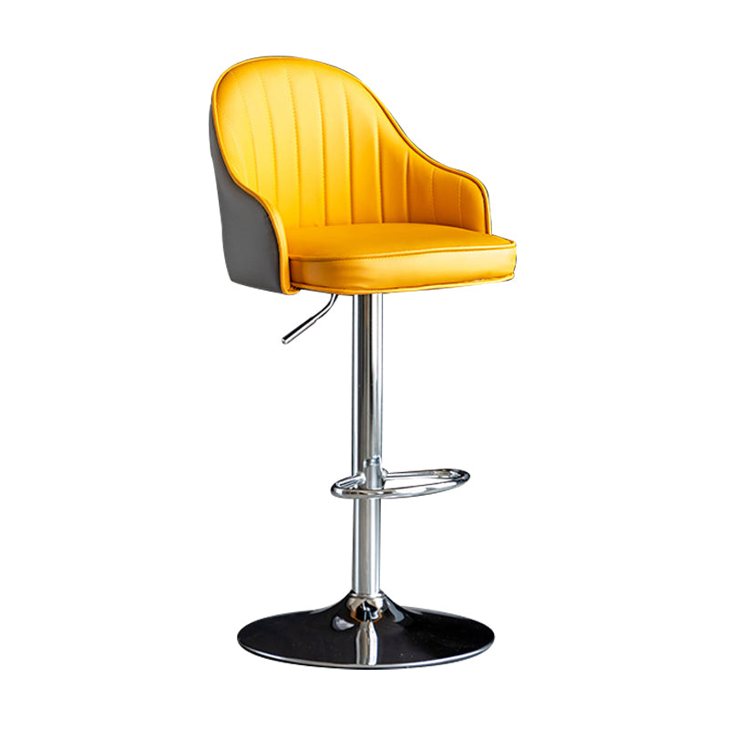 Indoor Modern Leather Barstool Rotating Lifting Bar Stool with Armrests Yellow-Gray Silver 1 Piece Clearhalo 'Bar Furniture' 'Bar Stools' 'bar_stools' 'furn' 'furn_bar_stools' 'furniture_bar_stools' 'Kitchen & Dining Furniture' 'kitchen&dining_furn' 'kitchen' 'kitchen_furn' Furniture' 4329776