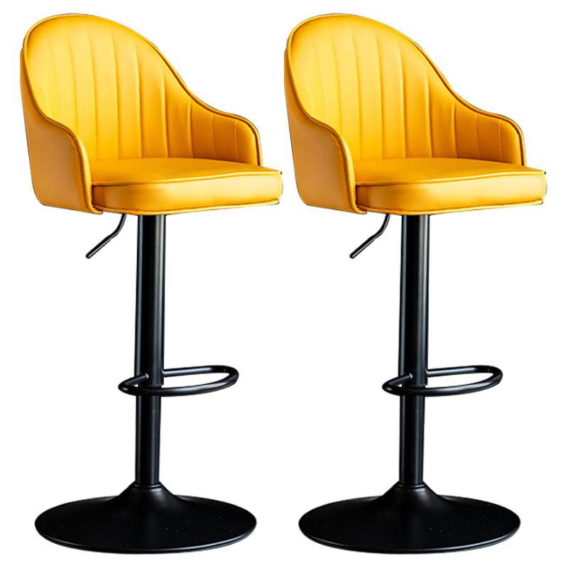 Indoor Modern Leather Barstool Rotating Lifting Bar Stool with Armrests Yellow Black 2 Piece Set Clearhalo 'Bar Furniture' 'Bar Stools' 'bar_stools' 'furn' 'furn_bar_stools' 'furniture_bar_stools' 'Kitchen & Dining Furniture' 'kitchen&dining_furn' 'kitchen' 'kitchen_furn' Furniture' 4329777