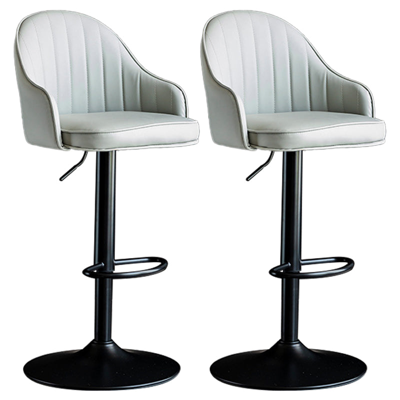 Indoor Modern Leather Barstool Rotating Lifting Bar Stool with Armrests Light Gray Black 2 Piece Set Clearhalo 'Bar Furniture' 'Bar Stools' 'bar_stools' 'furn' 'furn_bar_stools' 'furniture_bar_stools' 'Kitchen & Dining Furniture' 'kitchen&dining_furn' 'kitchen' 'kitchen_furn' Furniture' 4329778