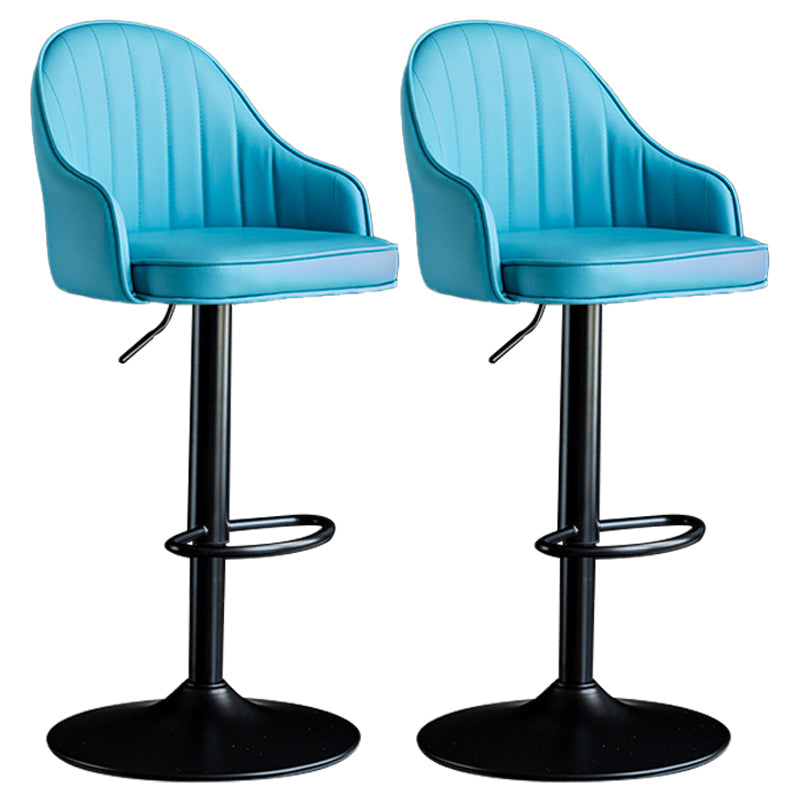 Indoor Modern Leather Barstool Rotating Lifting Bar Stool with Armrests Blue Black 2 Piece Set Clearhalo 'Bar Furniture' 'Bar Stools' 'bar_stools' 'furn' 'furn_bar_stools' 'furniture_bar_stools' 'Kitchen & Dining Furniture' 'kitchen&dining_furn' 'kitchen' 'kitchen_furn' Furniture' 4329779