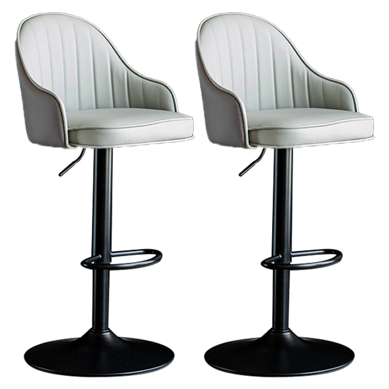 Indoor Modern Leather Barstool Rotating Lifting Bar Stool with Armrests Dark Gray Black 2 Piece Set Clearhalo 'Bar Furniture' 'Bar Stools' 'bar_stools' 'furn' 'furn_bar_stools' 'furniture_bar_stools' 'Kitchen & Dining Furniture' 'kitchen&dining_furn' 'kitchen' 'kitchen_furn' Furniture' 4329780