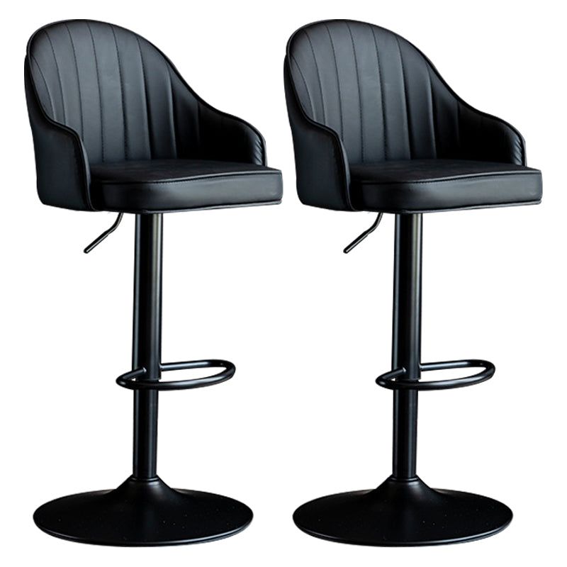 Indoor Modern Leather Barstool Rotating Lifting Bar Stool with Armrests Black Black 2 Piece Set Clearhalo 'Bar Furniture' 'Bar Stools' 'bar_stools' 'furn' 'furn_bar_stools' 'furniture_bar_stools' 'Kitchen & Dining Furniture' 'kitchen&dining_furn' 'kitchen' 'kitchen_furn' Furniture' 4329781