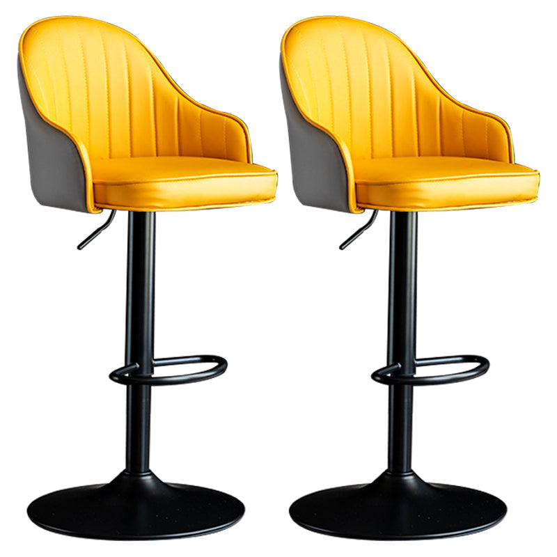 Indoor Modern Leather Barstool Rotating Lifting Bar Stool with Armrests Yellow-Gray Black 2 Piece Set Clearhalo 'Bar Furniture' 'Bar Stools' 'bar_stools' 'furn' 'furn_bar_stools' 'furniture_bar_stools' 'Kitchen & Dining Furniture' 'kitchen&dining_furn' 'kitchen' 'kitchen_furn' Furniture' 4329783