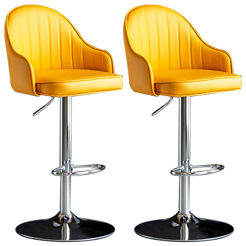 Indoor Modern Leather Barstool Rotating Lifting Bar Stool with Armrests Yellow Silver 2 Piece Set Clearhalo 'Bar Furniture' 'Bar Stools' 'bar_stools' 'furn' 'furn_bar_stools' 'furniture_bar_stools' 'Kitchen & Dining Furniture' 'kitchen&dining_furn' 'kitchen' 'kitchen_furn' Furniture' 4329784