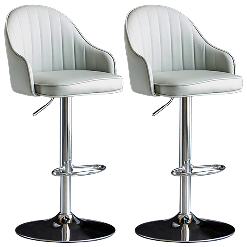 Indoor Modern Leather Barstool Rotating Lifting Bar Stool with Armrests Light Gray Silver 2 Piece Set Clearhalo 'Bar Furniture' 'Bar Stools' 'bar_stools' 'furn' 'furn_bar_stools' 'furniture_bar_stools' 'Kitchen & Dining Furniture' 'kitchen&dining_furn' 'kitchen' 'kitchen_furn' Furniture' 4329785