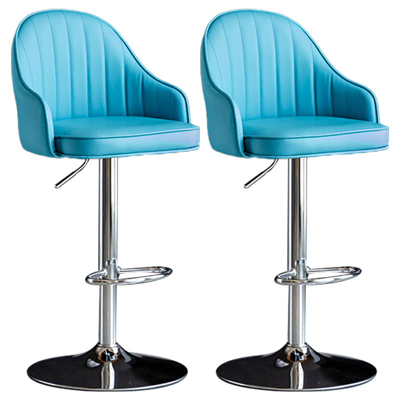Indoor Modern Leather Barstool Rotating Lifting Bar Stool with Armrests Blue Silver 2 Piece Set Clearhalo 'Bar Furniture' 'Bar Stools' 'bar_stools' 'furn' 'furn_bar_stools' 'furniture_bar_stools' 'Kitchen & Dining Furniture' 'kitchen&dining_furn' 'kitchen' 'kitchen_furn' Furniture' 4329786