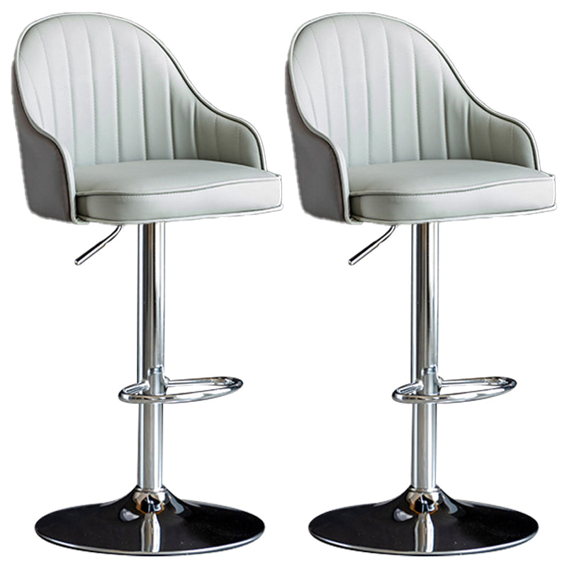 Indoor Modern Leather Barstool Rotating Lifting Bar Stool with Armrests Dark Gray Silver 2 Piece Set Clearhalo 'Bar Furniture' 'Bar Stools' 'bar_stools' 'furn' 'furn_bar_stools' 'furniture_bar_stools' 'Kitchen & Dining Furniture' 'kitchen&dining_furn' 'kitchen' 'kitchen_furn' Furniture' 4329787