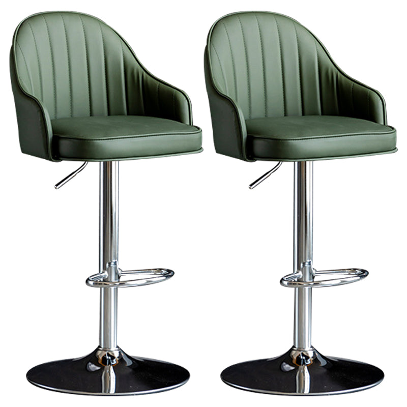 Indoor Modern Leather Barstool Rotating Lifting Bar Stool with Armrests Green Silver 2 Piece Set Clearhalo 'Bar Furniture' 'Bar Stools' 'bar_stools' 'furn' 'furn_bar_stools' 'furniture_bar_stools' 'Kitchen & Dining Furniture' 'kitchen&dining_furn' 'kitchen' 'kitchen_furn' Furniture' 4329789