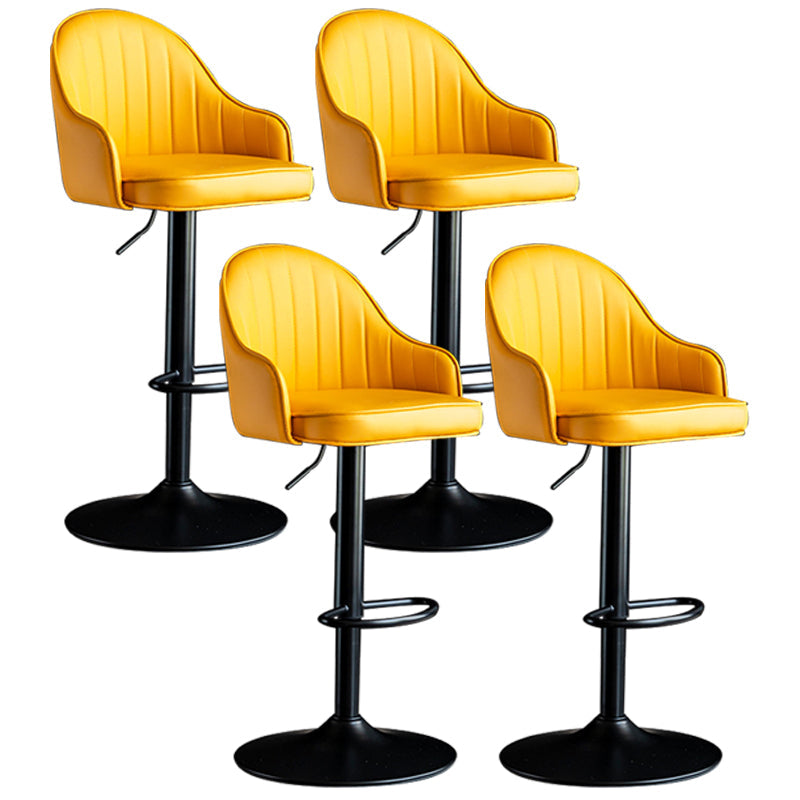 Indoor Modern Leather Barstool Rotating Lifting Bar Stool with Armrests Yellow Black 4 Piece Set Clearhalo 'Bar Furniture' 'Bar Stools' 'bar_stools' 'furn' 'furn_bar_stools' 'furniture_bar_stools' 'Kitchen & Dining Furniture' 'kitchen&dining_furn' 'kitchen' 'kitchen_furn' Furniture' 4329791
