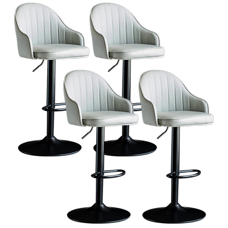 Indoor Modern Leather Barstool Rotating Lifting Bar Stool with Armrests Light Gray Black 4 Piece Set Clearhalo 'Bar Furniture' 'Bar Stools' 'bar_stools' 'furn' 'furn_bar_stools' 'furniture_bar_stools' 'Kitchen & Dining Furniture' 'kitchen&dining_furn' 'kitchen' 'kitchen_furn' Furniture' 4329792