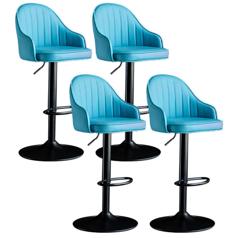 Indoor Modern Leather Barstool Rotating Lifting Bar Stool with Armrests Blue Black 4 Piece Set Clearhalo 'Bar Furniture' 'Bar Stools' 'bar_stools' 'furn' 'furn_bar_stools' 'furniture_bar_stools' 'Kitchen & Dining Furniture' 'kitchen&dining_furn' 'kitchen' 'kitchen_furn' Furniture' 4329793